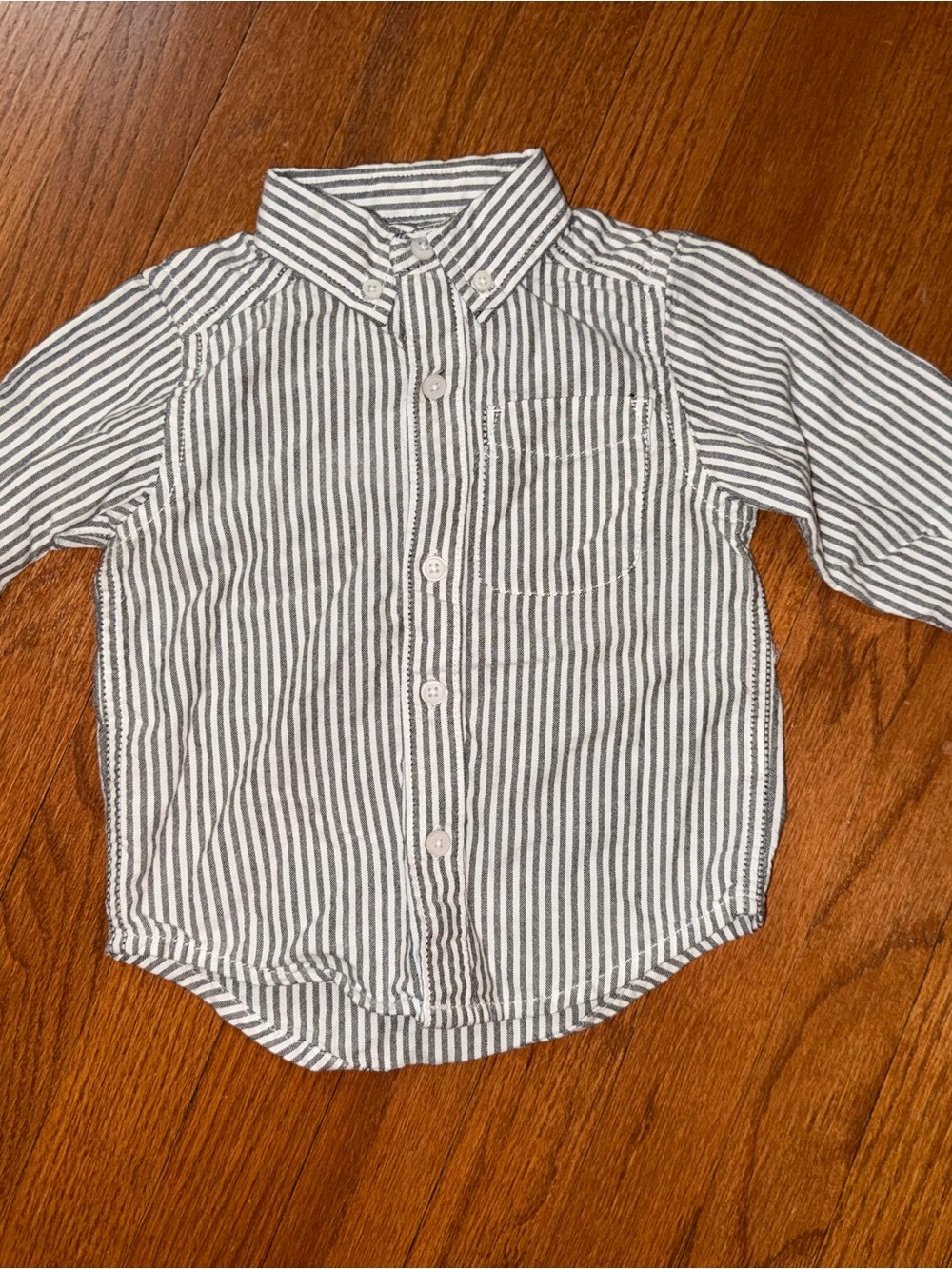 The Children's Place White & Gray Striped Button-Down Shirt